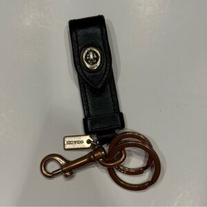 Coach Black Leather Key Holder with Brass Hardware